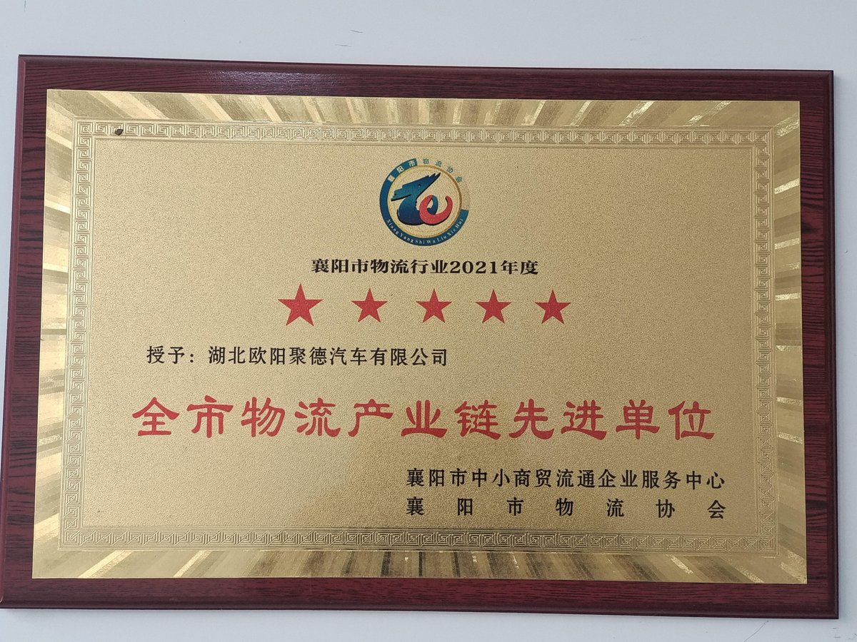 全市物流产业链先进单位 2019